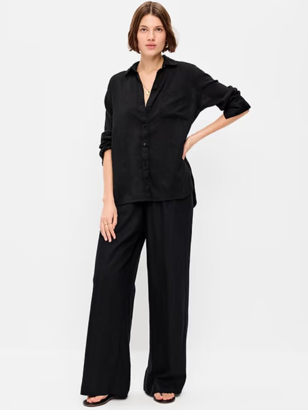 Old Navy Black Wide-Leg Pull-On Pants